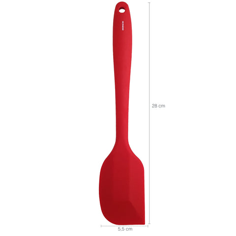 Conjunto Talheres de Silicone Utensílios Cozinha Colher Espátula Batedor Pincel Vermelho