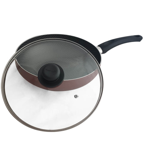 Frigideira Grande Com Tampa Antiaderente Multiflon Wok 28 Gourmet Vermelha