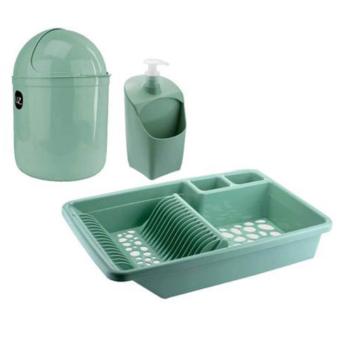 Kit Cozinha Escorredor Louça Porta Detergente Lixeira Pia 4L UZ