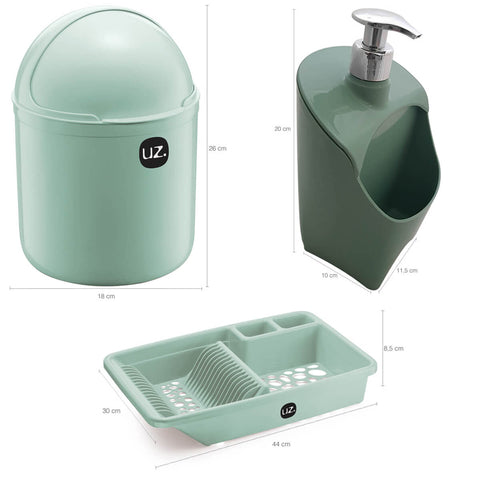Kit Cozinha Escorredor Louça Porta Detergente Lixeira Pia 4L UZ