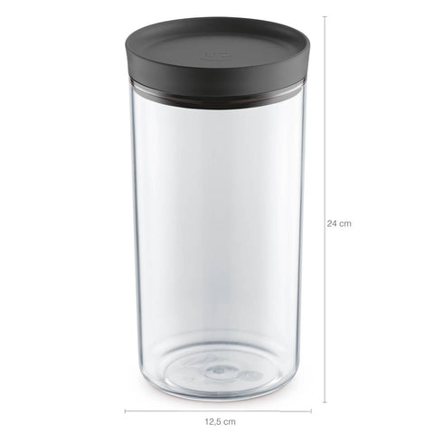 Pote Hermético Porta Mantimentos 1,9L Transparente Com Tampa Preta De Plástico UZ