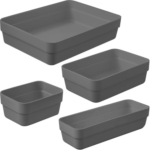 Kit 4 Organizador De Gavetas Para Armário Cozinha Ou Quarto Chumbo