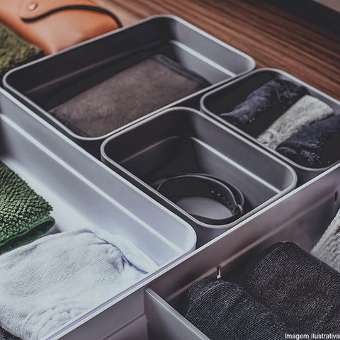 Kit 4 Organizador De Gavetas Para Armário Cozinha Ou Quarto Chumbo