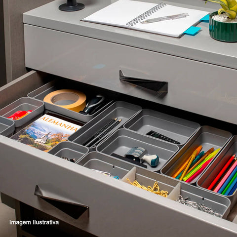 Kit 4 Organizador De Gavetas Para Armário Cozinha Ou Quarto Chumbo