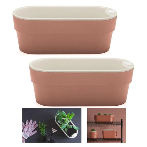 2 Vasos Auto irrigáveis Para Plantas Temperos Jardim Hortinha Terracota