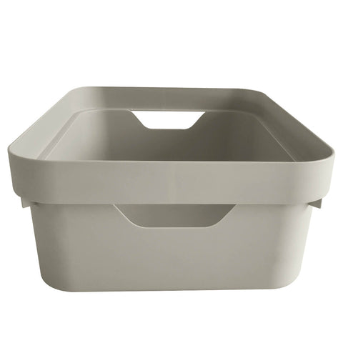 Conjunto 8 Caixas Organizadoras Cube Média 10,5L Plástico com Alças Laterais OU Bege