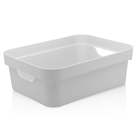 Conjunto 8 Caixas Organizadoras Cube Média 10,5L Plástico com Alças Laterais OU Branco
