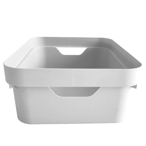 Conjunto 8 Caixas Organizadoras Cube Média 10,5L Plástico com Alças Laterais OU Branco