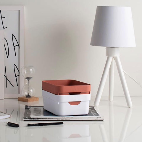 Conjunto 8 Caixas Organizadoras Cube Média 10,5L Plástico com Alças Laterais OU Branco