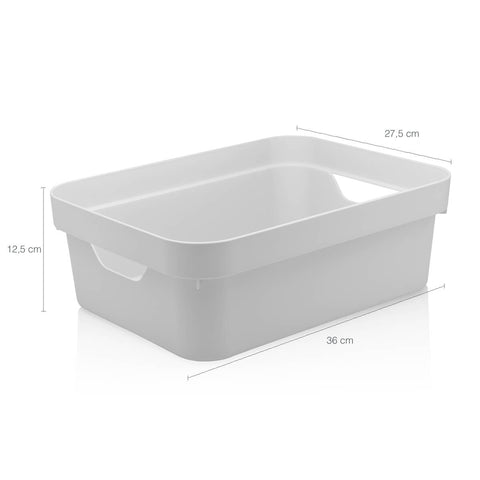 Conjunto 8 Caixas Organizadoras Cube Média 10,5L Plástico com Alças Laterais OU Branco