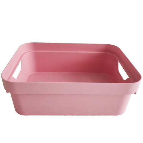Conjunto 8 Caixas Organizadoras Cube Média 10,5L Plástico com Alças Laterais OU Rosa Quartzo