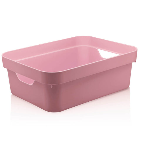 Conjunto 8 Caixas Organizadoras Cube Média 10,5L Plástico com Alças Laterais OU Rosa Quartzo