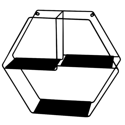 Nicho Prateleira Flutuante Estante Hexagonal Aramada Preta