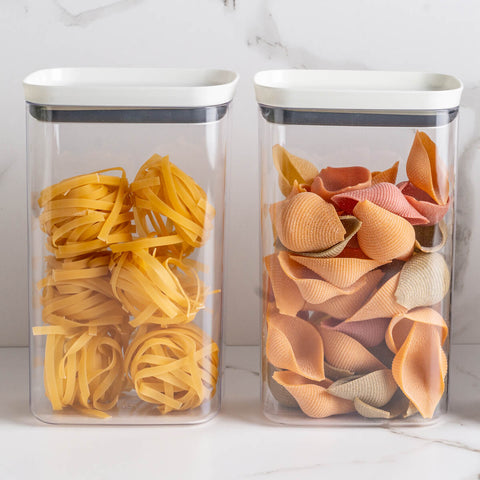 Pote Hermético Grande Retangular com Tampa 2,3 Litros Porta Mantimentos Cozinha Branco