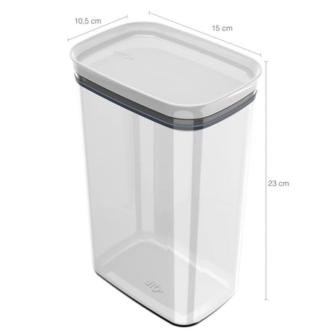 Pote Hermético Grande Retangular com Tampa 2,3 Litros Porta Mantimentos Cozinha Branco
