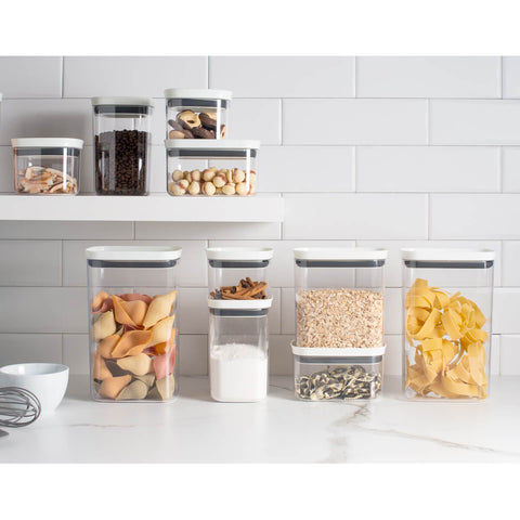 Pote Hermético Grande Retangular com Tampa 2,3 Litros Porta Mantimentos Cozinha Branco