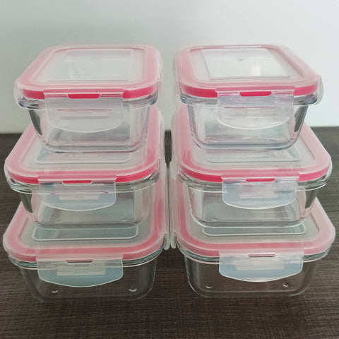 Conjunto 6 Potes de Vidro Hermético Marmita com Tampa Retangular Sanremo