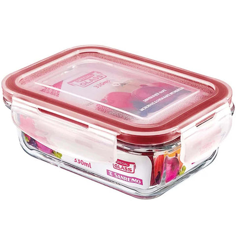 Pote de Vidro Hermético Retangular Com Tampa 330ml Sanremo