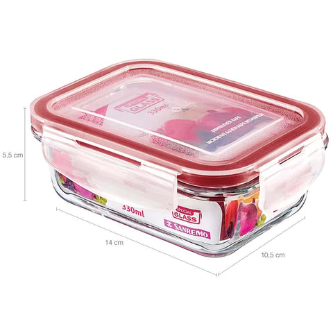 Pote de Vidro Hermético Retangular Com Tampa 330ml Sanremo