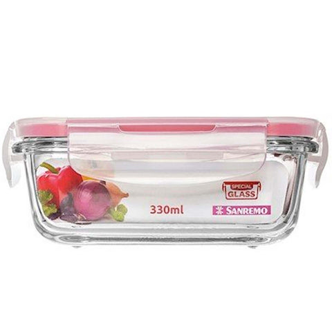 Pote de Vidro Hermético Retangular Com Tampa 330ml Sanremo
