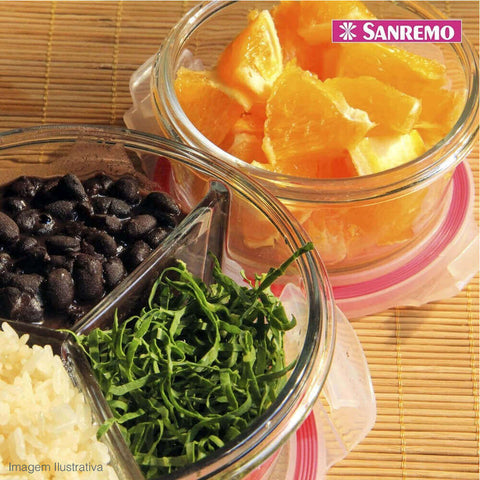 Kit 6 Potes Vidro Hermético Redondo com Divisórias Marmita com Tampa 800ml Sanremo