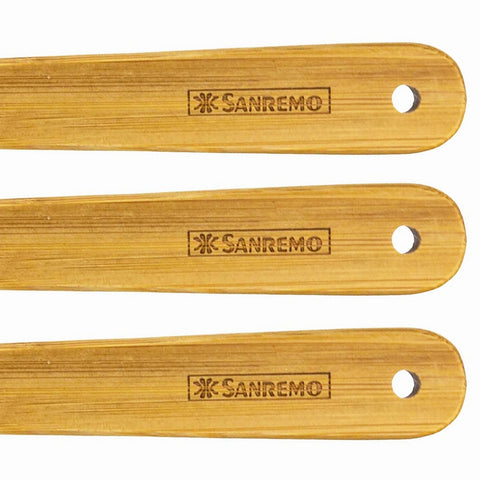 Kit 3 Espátulas Retas Silicone e Cabo Bambu Utensílios Cozinha Vermelho