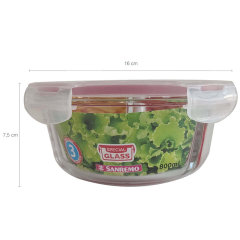 Kit 3 Potes de Vidro Hermético 1900ml 800ml com Divisórias Sanremo