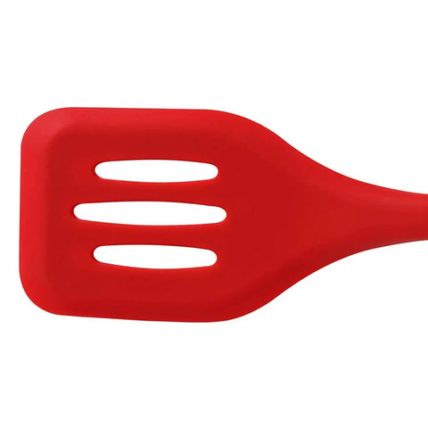Kit 3 Espátulas de Silicone Retas Vazadas Utensílios Cozinha Vermelho