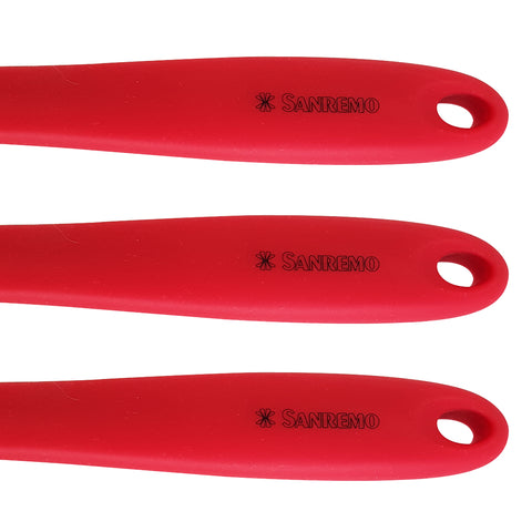 Kit 3 Espátulas de Silicone Retas Vazadas Utensílios Cozinha Vermelho