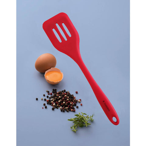 Kit 3 Espátulas de Silicone Retas Vazadas Utensílios Cozinha Vermelho