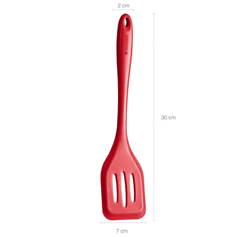 Kit 3 Espátulas de Silicone Retas Vazadas Utensílios Cozinha Vermelho