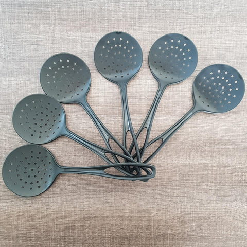 Kit Escumadeira Espumadeira para Cozinha Plástico Nylon 6 peças Preta Sanremo