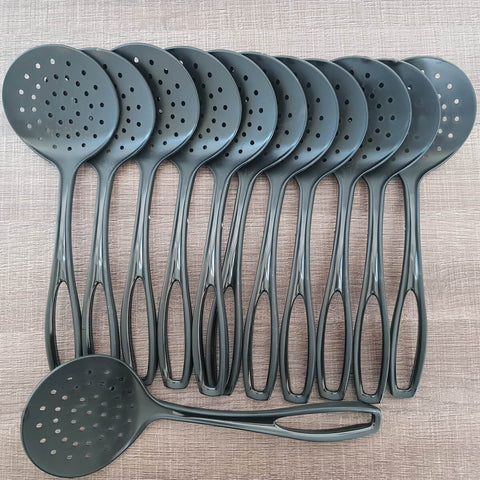 Jogo de Escumadeira Espumadeira para Cozinha Plástico Nylon 12 peças Preta Sanremo