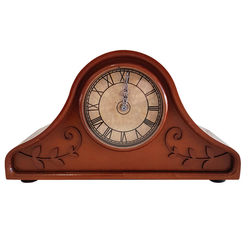 Relógio de Mesa Antigo Decorativo de Madeira com Números Romanos