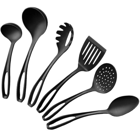 Conjunto de Utensílios Cozinha Plástico Nylon 6 Peças Preto Sanremo