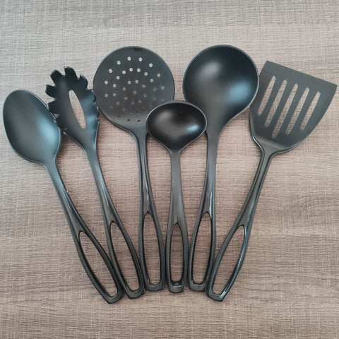 Conjunto de Utensílios Cozinha Plástico Nylon 6 Peças Preto Sanremo
