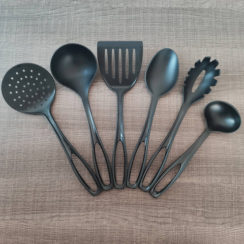 Conjunto de Utensílios Cozinha Plástico Nylon 6 Peças Preto Sanremo