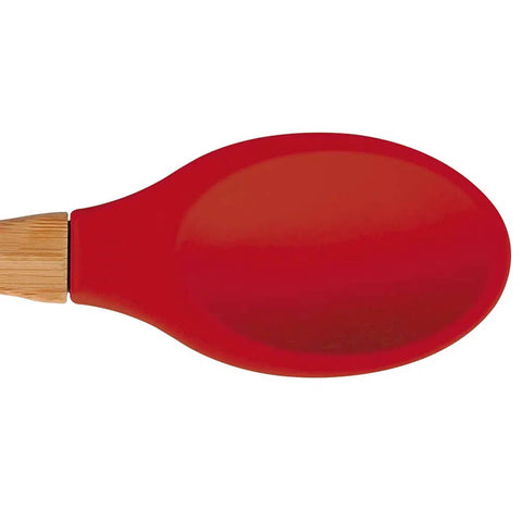 Colher Talher Silicone Bambu Utensílio Cozinha Vermelho