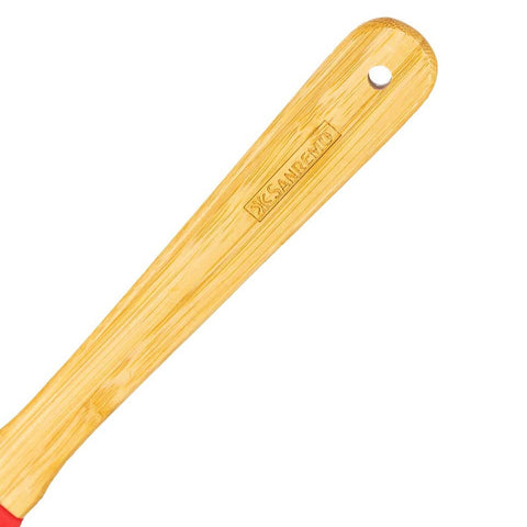 Colher Talher Silicone Bambu Utensílio Cozinha Vermelho