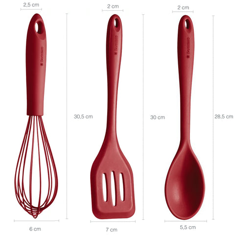 Jogo de Utensílios 9 Peças Talheres de Silicone com Cabo de Bambu e Luva Térmica