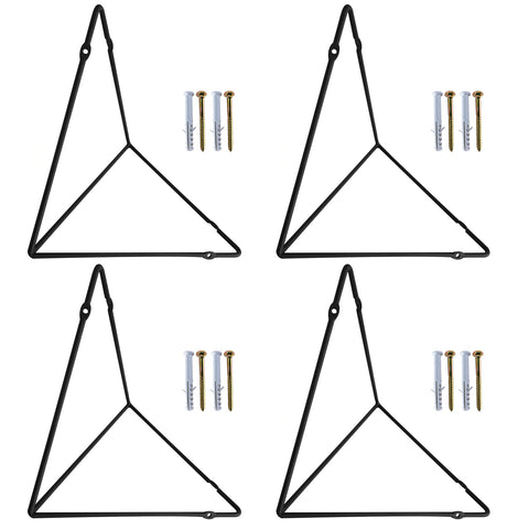 Kit 4 Mãos Francesas Grandes Triangulares Suportes Prateleiras Aramado Estilo Industrial Preto Fosco