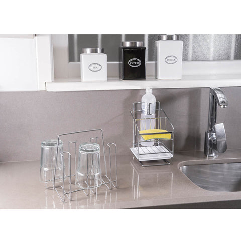 Kit Organizadores Cozinha Porta Copos e Porta Pratos Talheres e Guardanapos Cromados