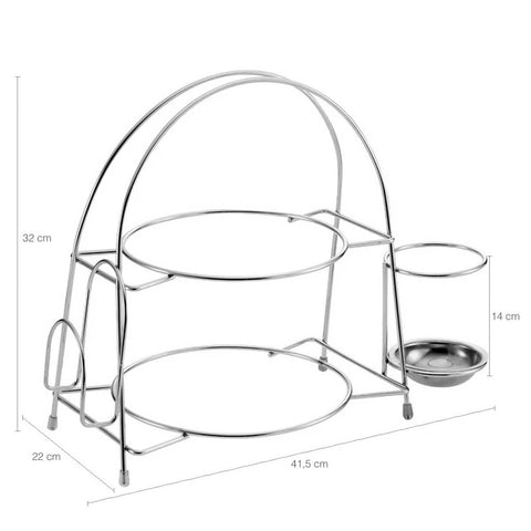 Kit Organizadores Cozinha Porta Copos e Porta Pratos Talheres e Guardanapos Cromados