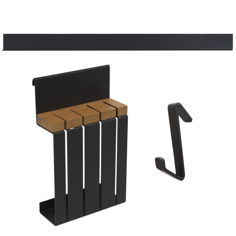 Kit Suportes Organizadores Barra 60cm Porta Facas e Gancho Multiuso De Cozinha Grafite