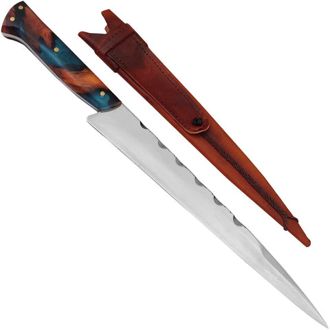 Faca Língua de Chimango Zanline 11' Artesanal Cabo Hibrido Churrasco Aço Cirúrgico 420c