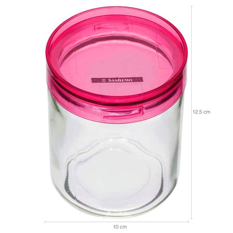 Kit 6 Potes de Vidro Herméticos 650ml Porta Mantimentos Cozinha Com Tampa Rosa
