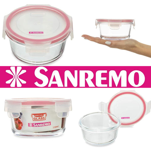 Pote Redondo de Vidro Tampa Hermética Com Travas 580ml Sanremo