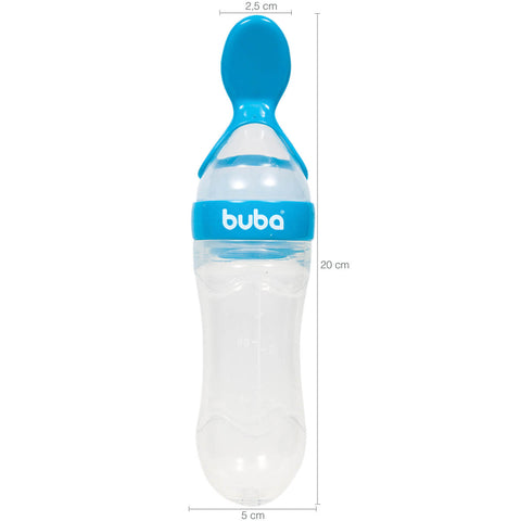 Colher Dosadora com Tampa Papinha de Silicone para Bebês Buba Azul