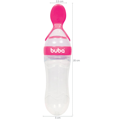 Colher Dosadora com Tampa Papinha de Silicone para Bebês Buba Rosa