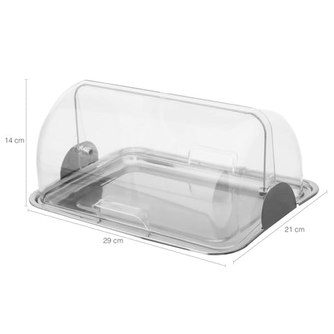 Kit Porta Pão Porta Frios e Porta Bolo Aço Inox Tampas Transparentes Vision Forma